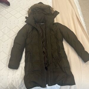 Kenneth Cole reaction mid length puffer jacket with detachable hood